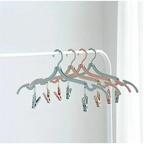 Foldable Rack Laundry Drying Clothespin Portable Travel Clothes Hanger Non Slip Trouser Socks Storage Plastic Clip Peg Hanger 10pcs Random Color