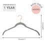 MIZGI Premium Velvet Shirt Hangers (Pack of 50) - Non Slip Felt Dress Hangers Gray - Copper/Rose Gold Hooks,Space Saving Clothes Hangers (Gray)