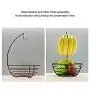fruit tray for kitchen counter Storage Basket Fruit Basket with Banana Hanger Displaying Fruit Fresh Fruit Holder (color : Brass)