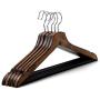 Solid Wooden Clothes Hangers, Retro Suit Hangers Chrome Hooks Multifunction Hangers for Pants Shirts Scarfs -Brown 20-Pack