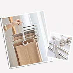 HJYPYJ Magic Clothes Hangers Organizer, 5-in-1 Multi-Function Telescopic Folding Trouser Hangers Saves Space/Gray / 2 pcs