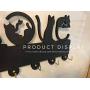 Cat Speak Love Design Key Hook Wall Door Clothes Coat Hat Hanger Key Holder with 5 Hooks Strong Adhesive Sticker Wood Hooks,Indoor Decor,Unique Gift. (P1)