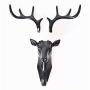 1PCS Creative Deer Head Traceless Wall Hook Decorative Animal Head Wall Mount Hanger Resin Crafts for Key Bag Hat Black Practical and Useful