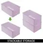 mDesign Stackable Closet Plastic Storage Bin Boxes with Lid - Container for Organizing Childs/Kids Toys, Action Figures, Crayons, Markers, Building Blocks, Puzzles, Crafts - Light Purple mDesign Stackable Closet Plastic Storage Bin Boxes with Lid - Container for Organizing Childs/Kids Toys, Action Figures, Crayons, Markers, Building Blocks, Puzzles, Crafts - Light Purple
