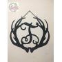 Metal Antler Initial Door Hanger 24 inch ACM Metal Deer Wall Decor Antler Initial Sign Deer Wall Decor Antler Wreath Antler Decor Deer Decor Metal Sign For Garage Man Cave QUICK SHIPPING