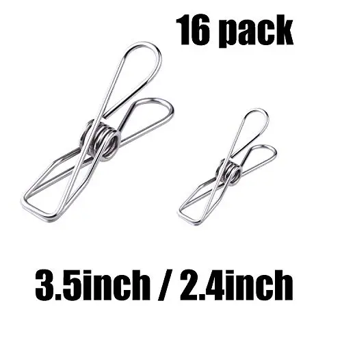 Clothes Pins Stainless Steel for Drying,3.5inch/2.4inch 16 Pack Metal Clothespin Hanger Clips for Wire Laundry Peg,Kitchen,Backyard,Outdoor Clothes Drying,Photo Clips,Office Pins Paper Clip(C-C2) Clothes Pins Stainless Steel for Drying,3.5inch/2.4inch 16 Pack Metal Clothespin Hanger Clips for Wire Laundry Peg,Kitchen,Backyard,Outdoor Clothes Drying,Photo Clips,Office Pins Paper Clip(C-C2)
