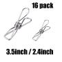 Clothes Pins Stainless Steel for Drying,3.5inch/2.4inch 16 Pack Metal Clothespin Hanger Clips for Wire Laundry Peg,Kitchen,Backyard,Outdoor Clothes Drying,Photo Clips,Office Pins Paper Clip(C-C2)