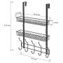 Coat Hook Metal Storage Rack with 2 Baskets & 5 Hooks Over The Door Organizer Decorative for Office, Bathroom, Bedroom