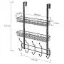 Coat Hook Metal Storage Rack with 2 Baskets & 5 Hooks Over The Door Organizer Decorative for Office, Bathroom, Bedroom Coat Hook Metal Storage Rack with 2 Baskets & 5 Hooks Over The Door Organizer Decorative for Office, Bathroom, Bedroom