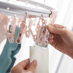 Clothes Hanger 24 Clips Hanging Drying Rack Stainless Steel Laundry Drip Hanger Sturdy Racks For Socks Baby Clothes Bras Towel Underwear For Home Pants Hangers ( Color : Pink , Size : 31.5x48cm )