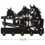 Three Horses Custom Silihouette Wooden Hanger Unique Gift Clothes Hat Key Hook/Coat Rack/Wall Hook Modern Home Decoration Wall Stickers Kitchen Bathroom Towel Hook,Black