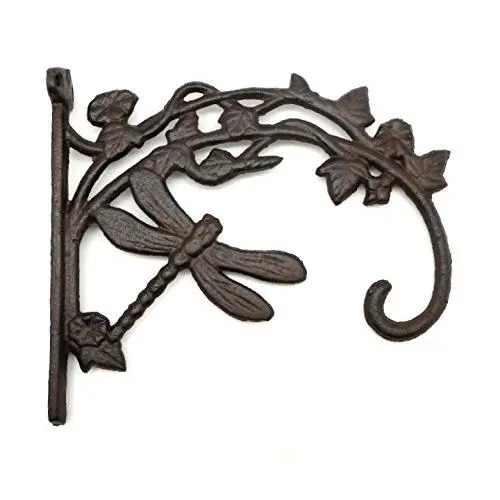 Cast Iron Rustic Brown Dragonfly Plant Hanger Hook, Bracket Style Hanging Plant Hook Cast Iron Rustic Brown Dragonfly Plant Hanger Hook, Bracket Style Hanging Plant Hook