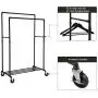SONGMICS Industrial Pipe Clothes Rack Double Rail on Wheels with Commercial Grade Clothing Hanging Rack Organizer for Garment Storage Display, Black UHSR60B SONGMICS Industrial Pipe Clothes Rack Double Rail on Wheels with Commercial Grade Clothing Hanging Rack Organizer for Garment Storage Display, Black UHSR60B