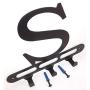 Capital Letter S Monogram Wall Hook Hanger. Satin Black. Solid Steel. Screws Included.