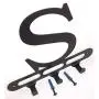 Capital Letter S Monogram Wall Hook Hanger. Satin Black. Solid Steel. Screws Included. Capital Letter S Monogram Wall Hook Hanger. Satin Black. Solid Steel. Screws Included.