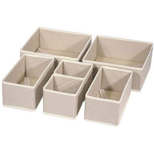 DIOMMELL 6 Pack Foldable Cloth Storage Boxes Closet Dresser Drawer Organizer Fabric Baskets Bins Containers Divider with Drawers for Clothes, Underwear, Bras, Socks, Lingerie, Clothing