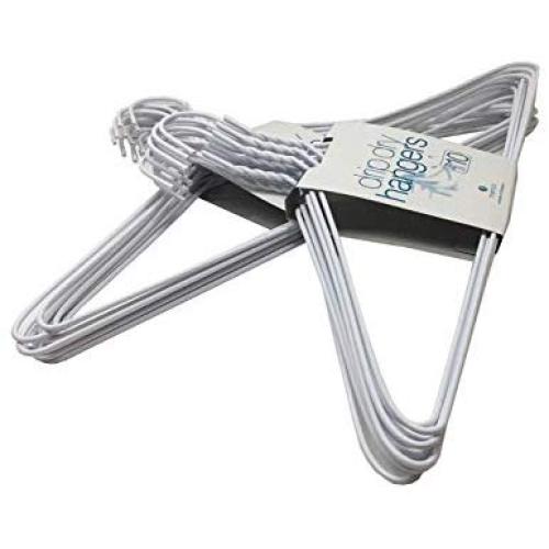 THE UM24 20 Counts Wire Cloth Hangers Galvanized Steel Metal Suit Clothes Hanger with Plastic Coating White Color 16" (40.5Cm) Wide - 13 Gauge THE UM24 20 Counts Wire Cloth Hangers Galvanized Steel Metal Suit Clothes Hanger with Plastic Coating White Color 16" (40.5Cm) Wide - 13 Gauge