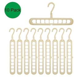 nivimo Plastic Clothes Hangers 9 Holes Branch Space Saving,Premium Clothing Hangers-10 Pack (Beige)