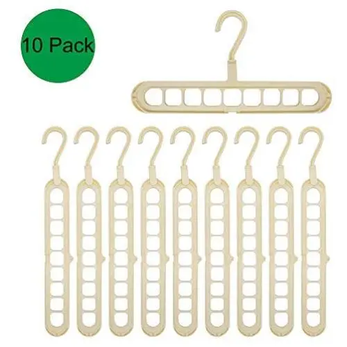 nivimo Plastic Clothes Hangers 9 Holes Branch Space Saving,Premium Clothing Hangers-10 Pack (Beige) nivimo Plastic Clothes Hangers 9 Holes Branch Space Saving,Premium Clothing Hangers-10 Pack (Beige)