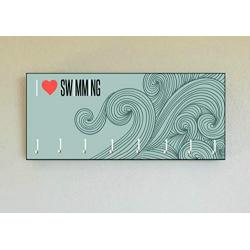 Race Medal Holder/Running Medal Hanger I LOVE SWIMMING Customization Available