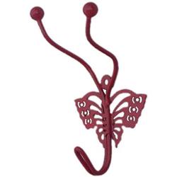 Indianshelf Handmade 1 Artistic Vintage Red Metal Butterfly Clothes Hooks Hangers/Key Hooks for Purse