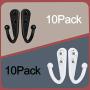 HiGift 20 Pieces Wall Mounted Coat Hooks Robe Hooks Cloth Hangers Coat Hangers Coat Hooks Rustic Hooks and 25 Pieces Screws for Bath Kitchen Garage Single Coat Hangers (White & Black Color)