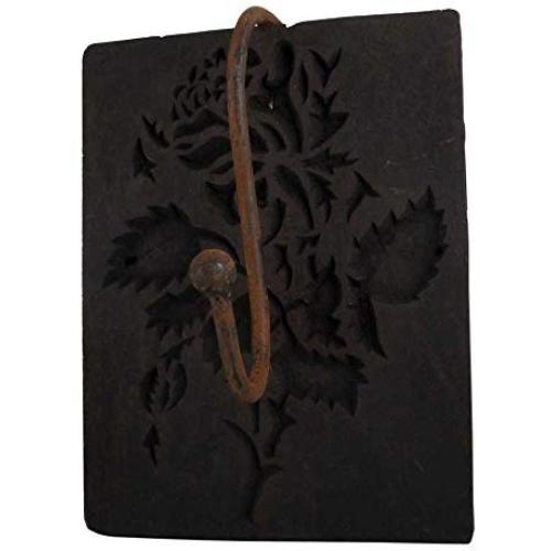 Indianshelf Handmade 1 Artistic Vintage Brown Wooden Block Wall Hooks Hangers/Clothes Hooks Wall Mount
