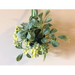 Mistletoe kissing Ball / 5 inches in diameter/Synthetic mistletoe with green and white berries/Birthday decoration/Ceiling hanger/Kissing decor/Seasonal decor/Sweetheart gift