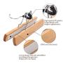 JS HANGER Natural Solid Wooden Collection Slack Hanger, Wood Skirt Hangers, Natural Polished, Set of 12