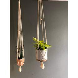 Vintage style macrame plant hanger, vintage pattern plant hanger with wood beads