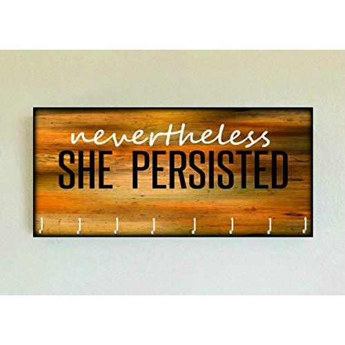 Race Medal Holder/Running Medal Hanger NEVERTHELESS SHE PERSISTED- Wood Wall Mounted Medal Organizer. CUSTOMIZATION Available