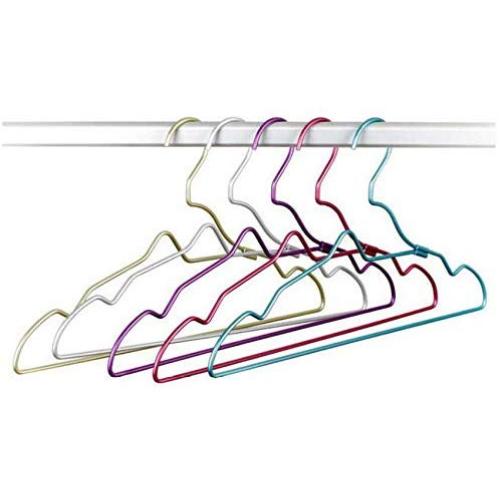 Fancy Colorful Aluminum Alloy Hanger for Clothes,Light Metal Shirts Dress Tops Hanger Non Slip 10 Pieces Random Color