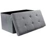 NISUNS OT03 30 Inch Linen Fabric Foldable Storage Bench Ottoman, Gray