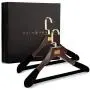 Coat, Clothing, and Closet Hangers, Set of 2, Wooden and Velvet with Swivel Hook - Jacket and Suit Hanger Sets with Non-Slip Pant Bar For Men and Women - Stylish, Gift Set
