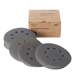 S&F STEAD & FAST 60pcs 5 Inch Sanding Discs Hook & Loop 8 Holes Wet Dry 400 600 800 1000 1500 2000 Grit Orbital Sander Sandpaper with Tack Cloth, Silicon Carbide Round Flocking Sandpaper