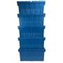 uBoxes, Storage and Packing Plastic Tote Crate Attached Lid Flip Top, 27-Inch x 17-Inch x 12-Inch, (Blue, 5-Pack)