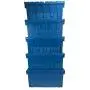 uBoxes, Storage and Packing Plastic Tote Crate Attached Lid Flip Top, 27-Inch x 17-Inch x 12-Inch, (Blue, 5-Pack)