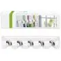 LETMY Broom Holder Wall Mounted - Mop and Broom Holder - Garage Storage Rack&Garden Tool Organizer - 5 Position 6 Hooks for Home, Kitchen, Garden, Tools, Garage Organizing (White, 1 Pack)