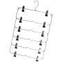 LOVIVER 2/Set Skirt Hangers 6 Tier Pants Hanger with Adjustable Clips Durable Metal Pant Hangers Space Saving for Pants Skirts Clothes and More -Black & Blue
