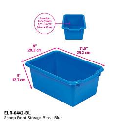 ECR4Kids Scoop-Front Storage Bins, Easy-to-Grip Design Storage Cubbies, Kid Friendly and Built to Last, Pairs with ECR4Kids Storage Units, 10-Pack, Blue