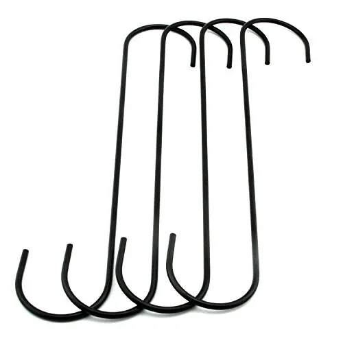 RuiLing 4 - Pack Extra Large 10"Black Antistatic Coating Steel Hanging Hooks S Shaped Heavy-Duty S Type Hooks,Best for Kitchenware , Pots , Utensils , Plants , Wardrobe , Gardening Tools , Clothes. RuiLing 4 - Pack Extra Large 10"Black Antistatic Coating Steel Hanging Hooks S Shaped Heavy-Duty S Type Hooks,Best for Kitchenware , Pots , Utensils , Plants , Wardrobe , Gardening Tools , Clothes.