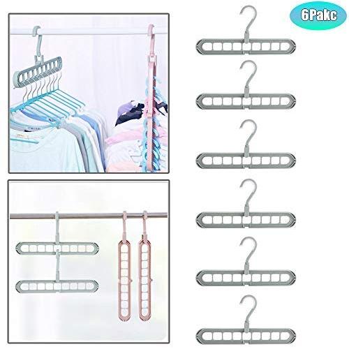 Icseio Space Saving Hangers 6Pack, Clothes Grouper, Multifunctional Closet Organizer (Green)