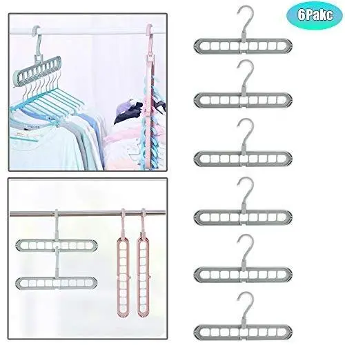 Icseio Space Saving Hangers 6Pack, Clothes Grouper, Multifunctional Closet Organizer (Green) Icseio Space Saving Hangers 6Pack, Clothes Grouper, Multifunctional Closet Organizer (Green)