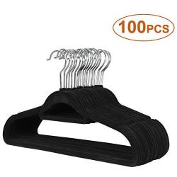 MC Premium Velvet Hangers 100 Pack Non-Slip Clothes Flocked Hangers 360° Rotatable