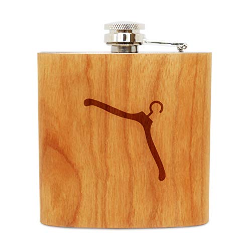 OKSLO Hanger 6 oz wooden flask (cherry), stainless steel body, handmade in usa