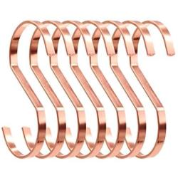 SumDirect 10pcs 4 Inch Rose Gold Flat S Hooks, Heavy Duty Stainless Steel S Shaped Hooks for Hanging Pots and Pans,Outdoor Plants and Clothes