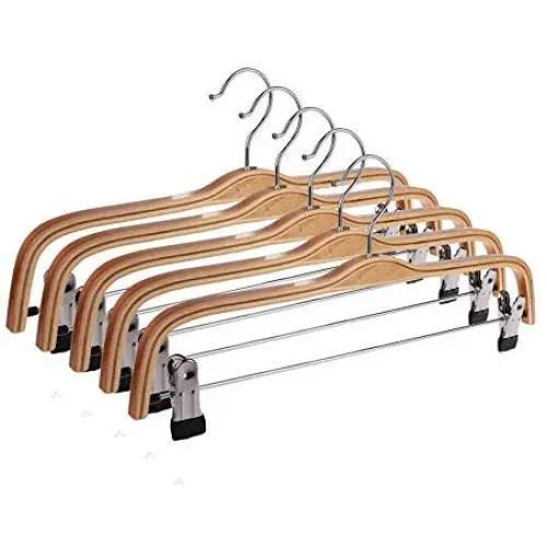 Inveroo 5pcs 37cm Hangers with Clips Use for Skirt Clothes Hanger Pants Hangers Anti-Skid Hooks