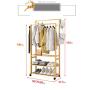 Cxjff Floor Standing Coat Rack Multifunction Hanger Clothes 4 Hooks Shoes Shelves Easy Install, Bamboo, 3 Sizes (Color : Wood Color, Size : 60x37.5x164cm)