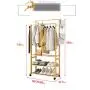 Cxjff Floor Standing Coat Rack Multifunction Hanger Clothes 4 Hooks Shoes Shelves Easy Install, Bamboo, 3 Sizes (Color : Wood Color, Size : 60x37.5x164cm)
