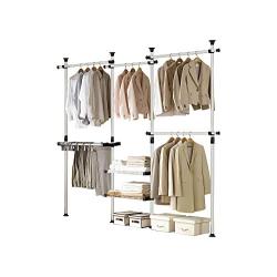 PRINCE HANGER, Deluxe Pants & Shelf Hanger, Holds 60kg(132LB) per horizontal bar, Heavy Duty, 32mm Vertical pole, Clothing Rack, Clothes Organizer, Pants Hanger, PHUS-0052